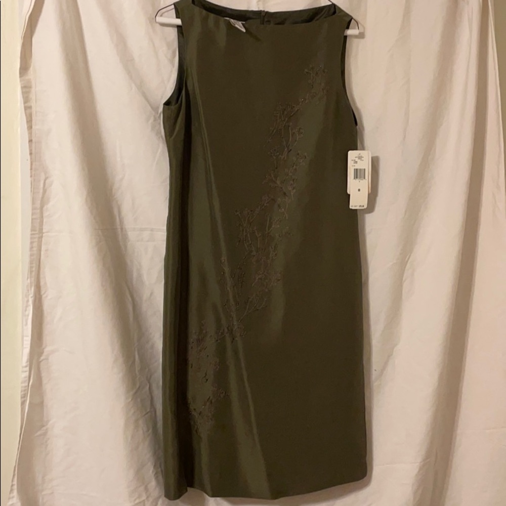 Olive green silk beaded dress - Picture 5 of 5